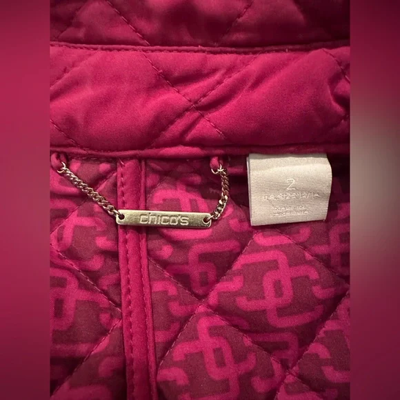 Chicos Modern Quilted Jacket, Fuschia, 2 - Picture 5 of 7